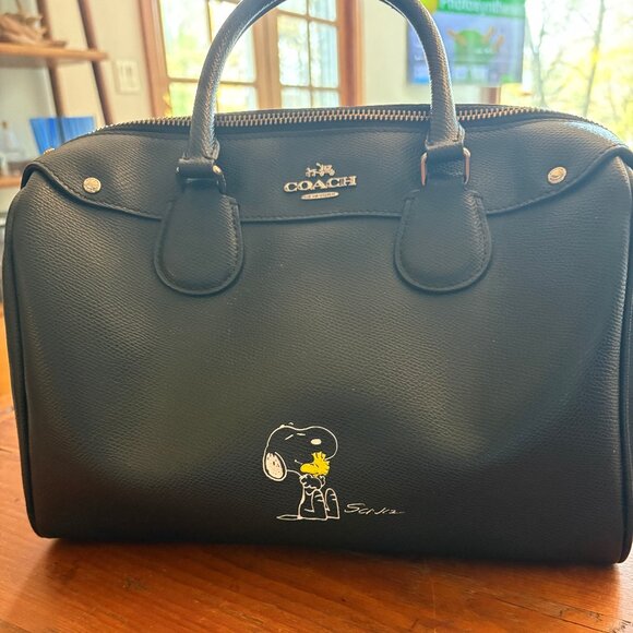 Vintage Coach Limited Edition X Peanuts/ Snoopy Mini Bennett Satchel Black - Picture 1 of 6